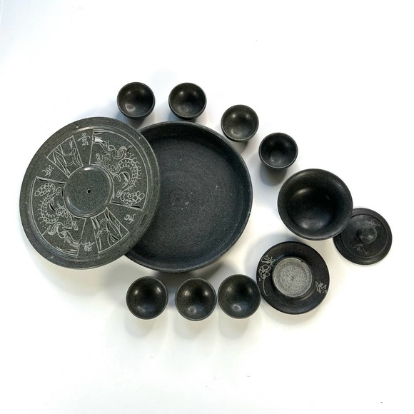 Marble carved tea set- tea ceremony - Picture 1 of 5